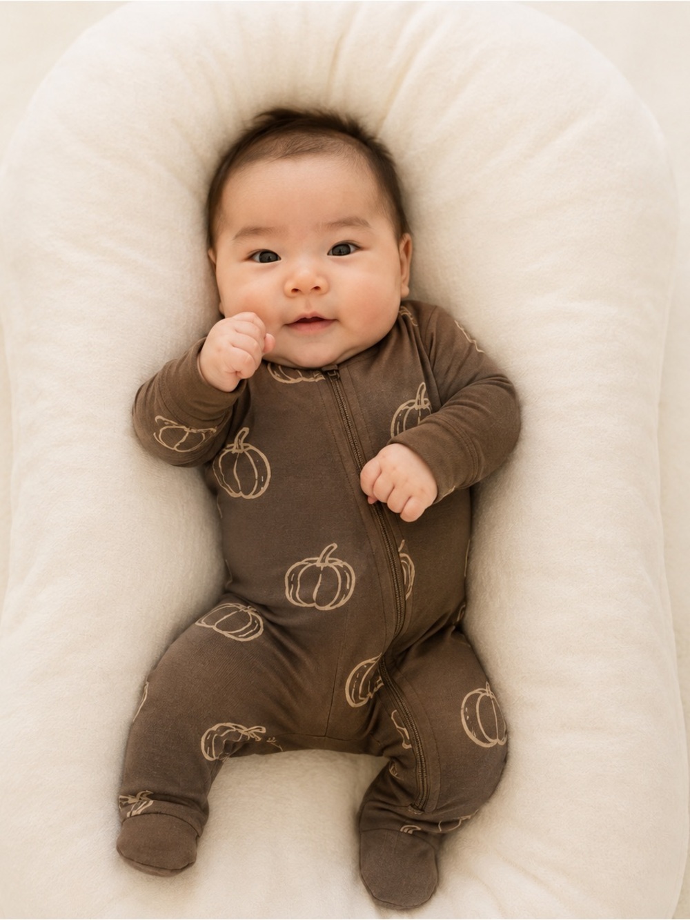Bamboo Zip Pajamas | Brown Pumpkin - Picture 2 of 2